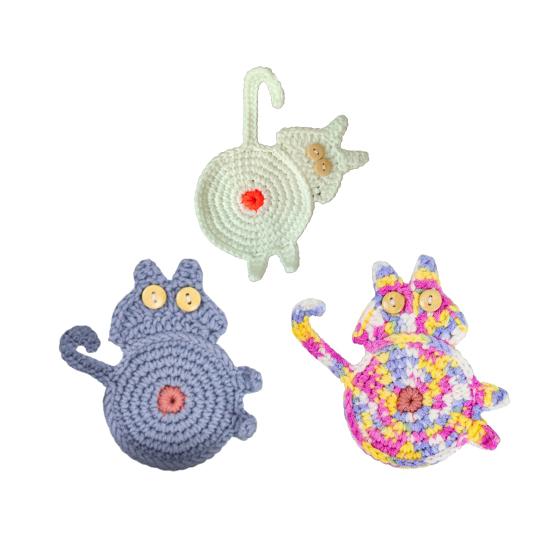 Ručně tkané podložky pod hrnky s kočičkami Roztomilé pletené podložky pod kávu ve tvaru kočky Ochrana stolní desky Izolační podložka pro domácí kancelář Dekorace