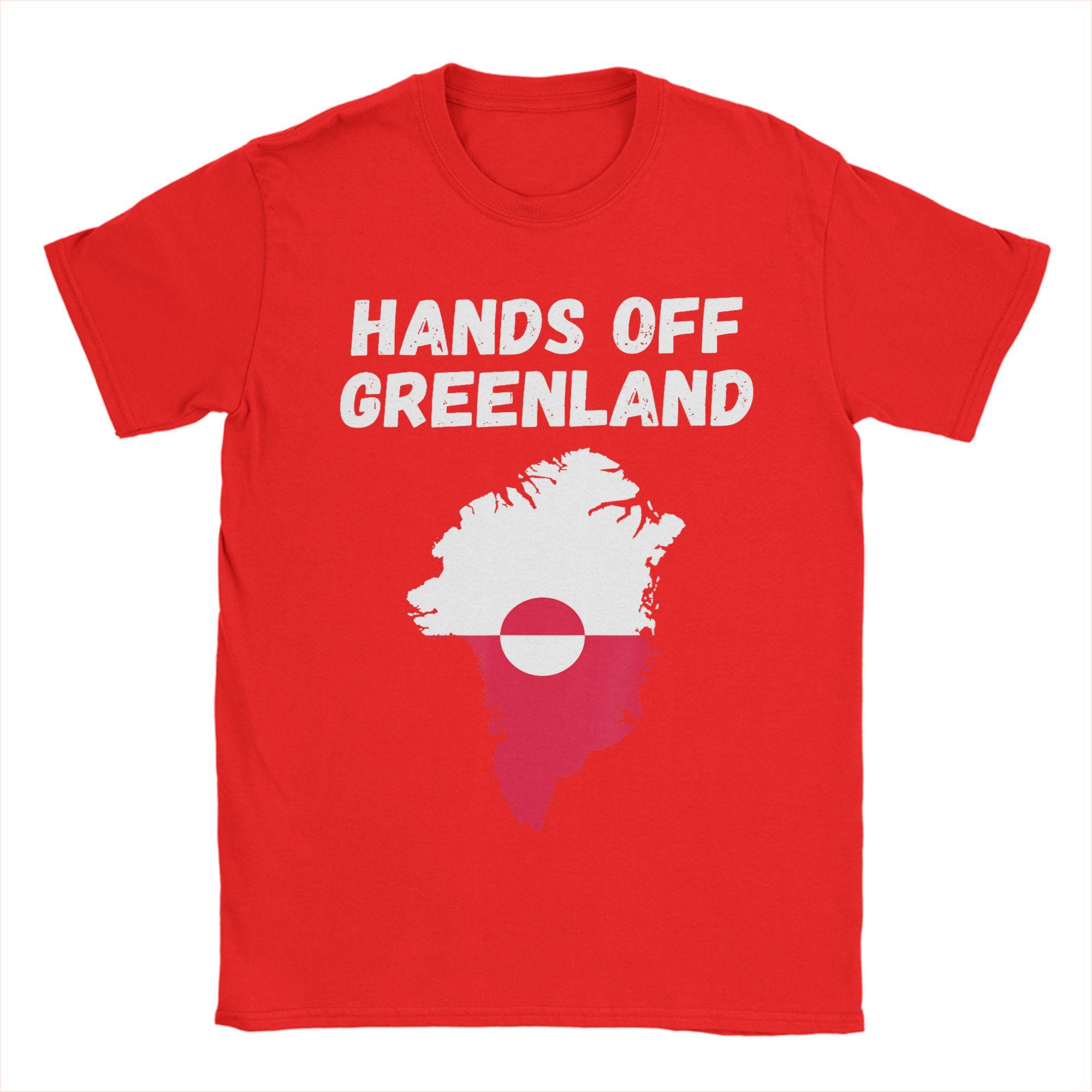 Mens TShirts Hands Off Greenland Vintage Cotton Tees Short Sleeve T Shirts Round Neck Tops Summer S