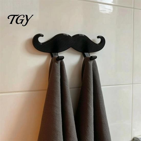No Drill Razor Holder for Shower 3D Printed Beard Shaped Wall Hook, Self?Adhesive Creative Bathroom Damage Free Adhesive Hooks Home Hanger