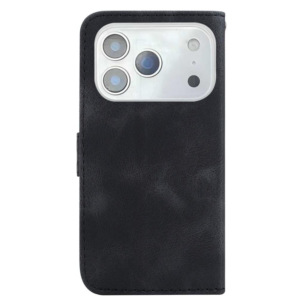 For iPhone 17 Pro Max Stand Case 7-Shaped Pattern Imprint Leather Phone Cover with Strap