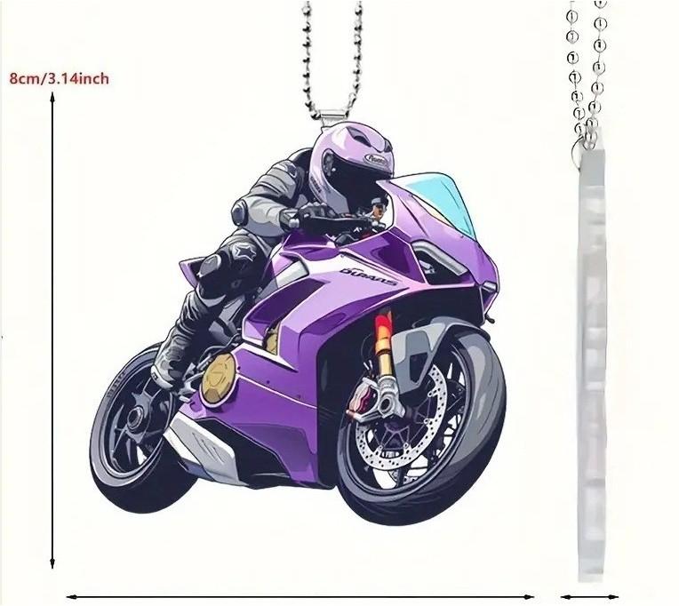 

2d Motorcycle Delightful Acrylic Car Charm Great For Unique Backpack Or Car Decor