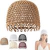 Breathable Crochet Shell Beanie Hat Shell Fringe Hollow Out Knit Cap Summer Headwear  Women Outfit