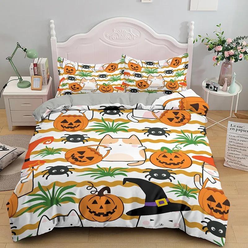 Kawaii Bed Linen Collection Cartoon Cat Design Comforter Cover Children Quilt Pillow Covers Twin Size Size Twin Size King Dimension Queen Dimension