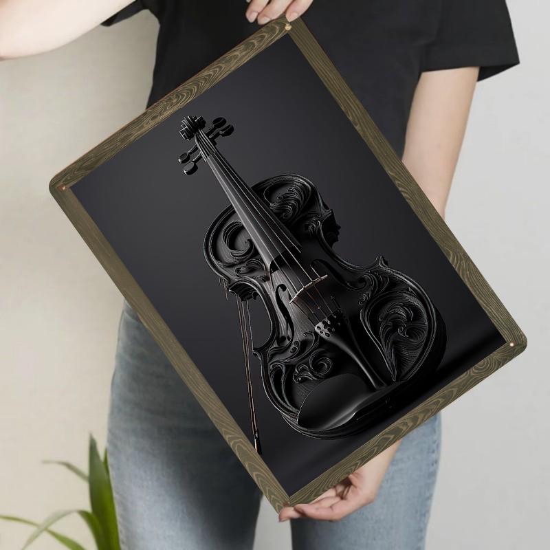 

Exquisite Black Carved Violin Metal Iron Painting Home Wall Decor Art Hanging Ornament for Cross Border 20x30cm（7.8x11.8inch）