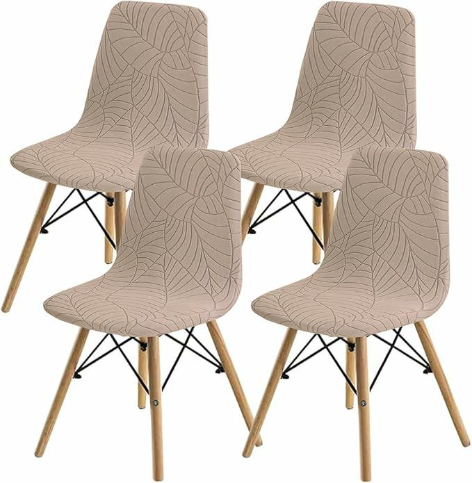 4 PCS Knitted Jacquard Leaf-pattern Chair Cover Stretchable Shell-shaped Chair Cover Elegant Adjustable Dining Room Seat Covers 25790₽