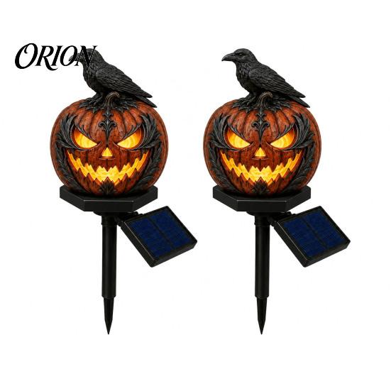 Outdoor Halloween Decorations Solar Pumpkin Garden Stake Light, Waterproof Resin LED Weather Resistant Lighting Lantern, Spooky Yard for Patio