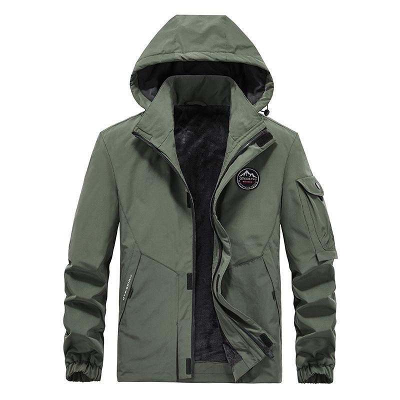 Autumn and Winter New Fleece Jacket Men's Military Tooling Large Size Multi-bag Can Be Off The Hat Thickened Jacket