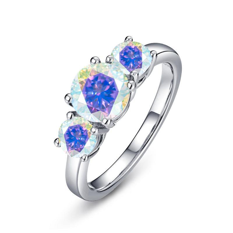 JoyceJelly S925 Silver Colors Moissanite Ring 2CT 4CT Total Full Moissanite Diamond Jewelry For Wedding Engagement Gift