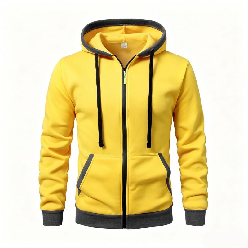 Herren Kapuzen-Reißverschluss-Sweatshirt Mit Mehreren Taschen Lockerer Schnitt Warm Fleecegefüttert Lässig Sportbekleidung Winter