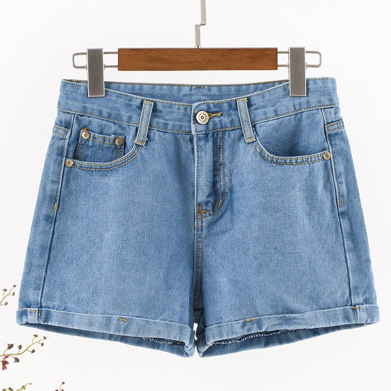 Plus Size Ladies Vacation Style Denim Shorts Oversize Women's Clothing