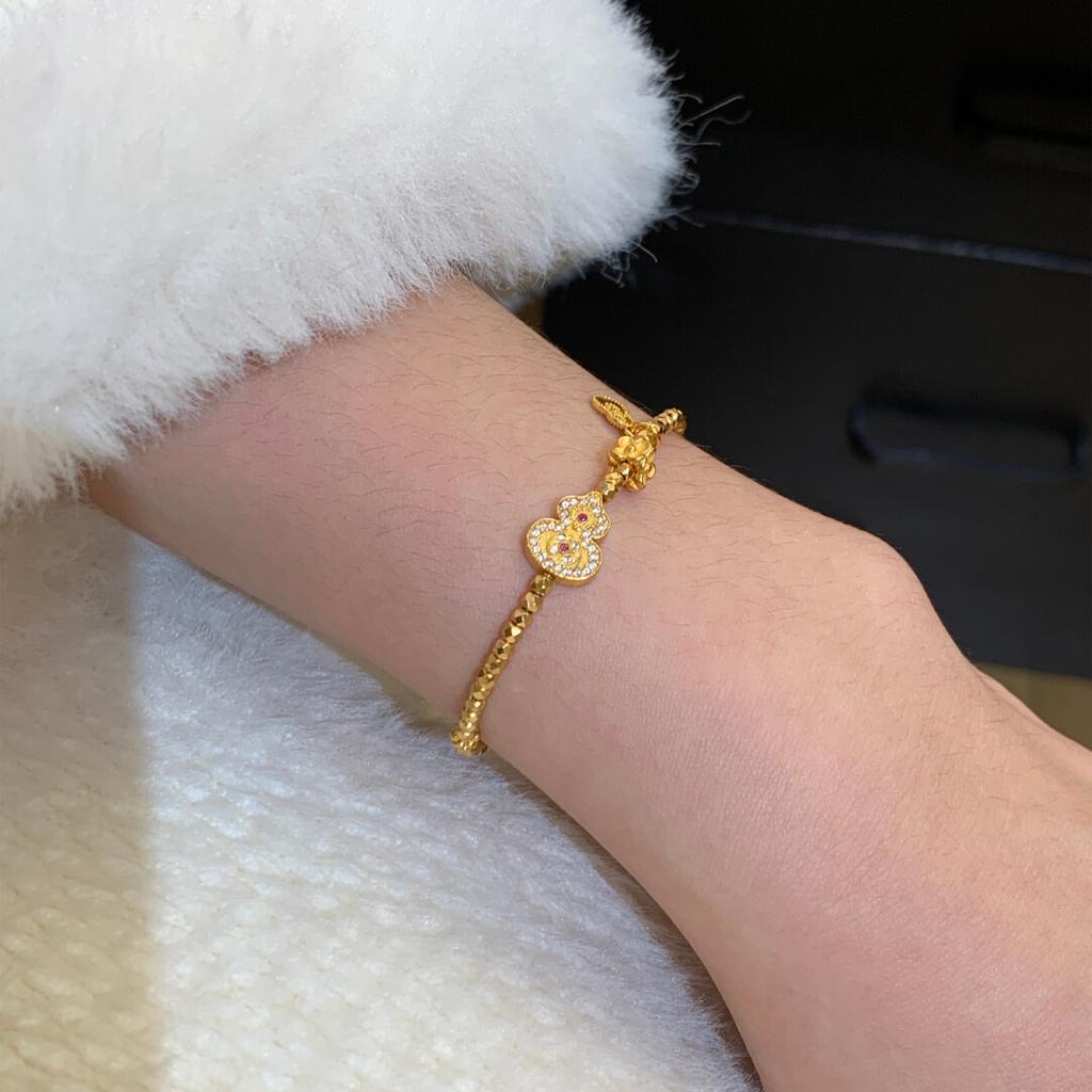 Shining Disco Gourd Braided Chinese Style New Chinese Bracelet for Women, Light Luxury Niche High-End Design Hand Jewelry
