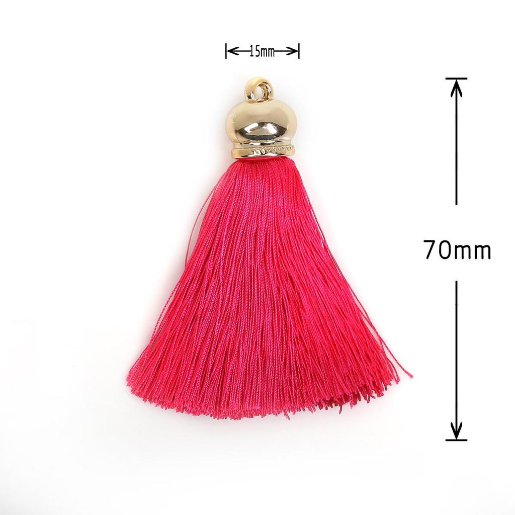 2Pcs Mix Color Silk Satin Tassel Charm Necklace Earring Findings Tassels For Jewelry Making Gold Caps Mob Straps