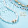 Bohemian Turtle Shell Dolphin Starfish Beaded Necklace for Women Colorful Rice Beads Choker Necklace Ocean Style Jewelry Gift