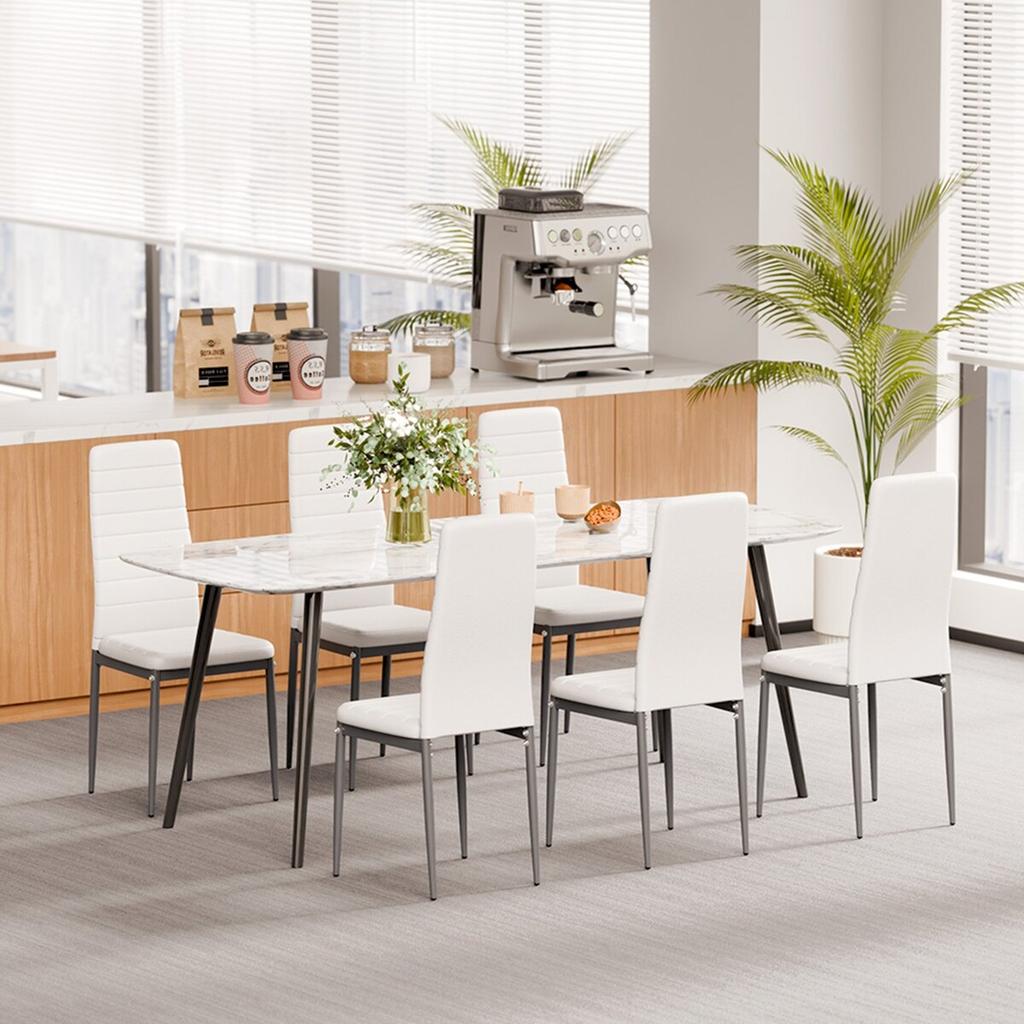 Modern Dining Room Accent Chairs Set of 4, Upholstered Leather Side Chair for Dining Tables, Space-Saving Kitchen Table Chair with Thick Cushions and