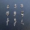 10Pcs 3D Rose Nail Art Ornament Alloy Nail Art Charms Diy Craft For Nail Decoration Silver Retro Flower Nail Charm Jewelry Salon