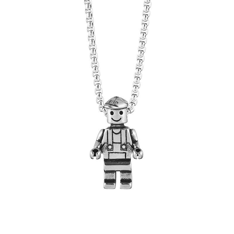 Steel Unique Titanium Robot Pendant Necklace Ideal For Couples And Hip Enthusiasts Hop