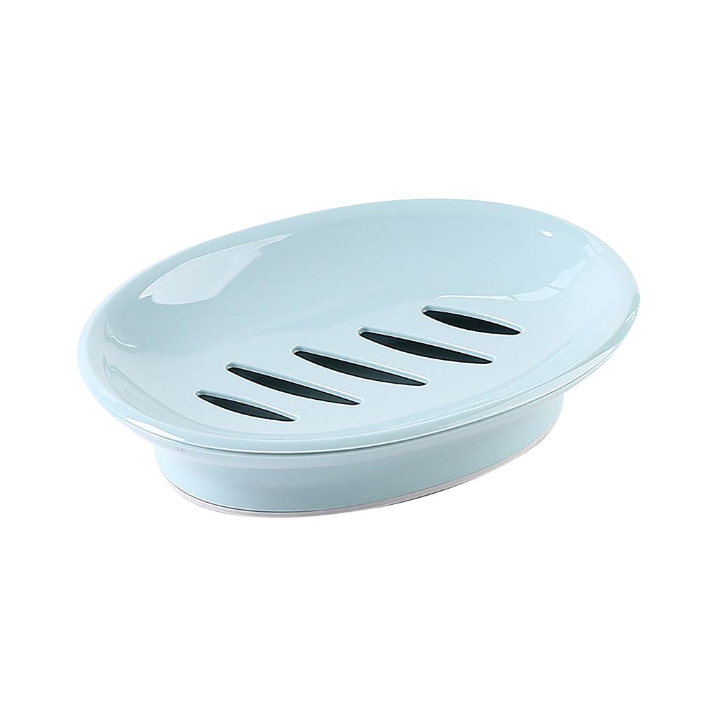 Oval Soap Dish with Drainage Slots Durable Plastic Construction Easy to Clean Compact Design Suitable for Bathroom and Kitchen Use