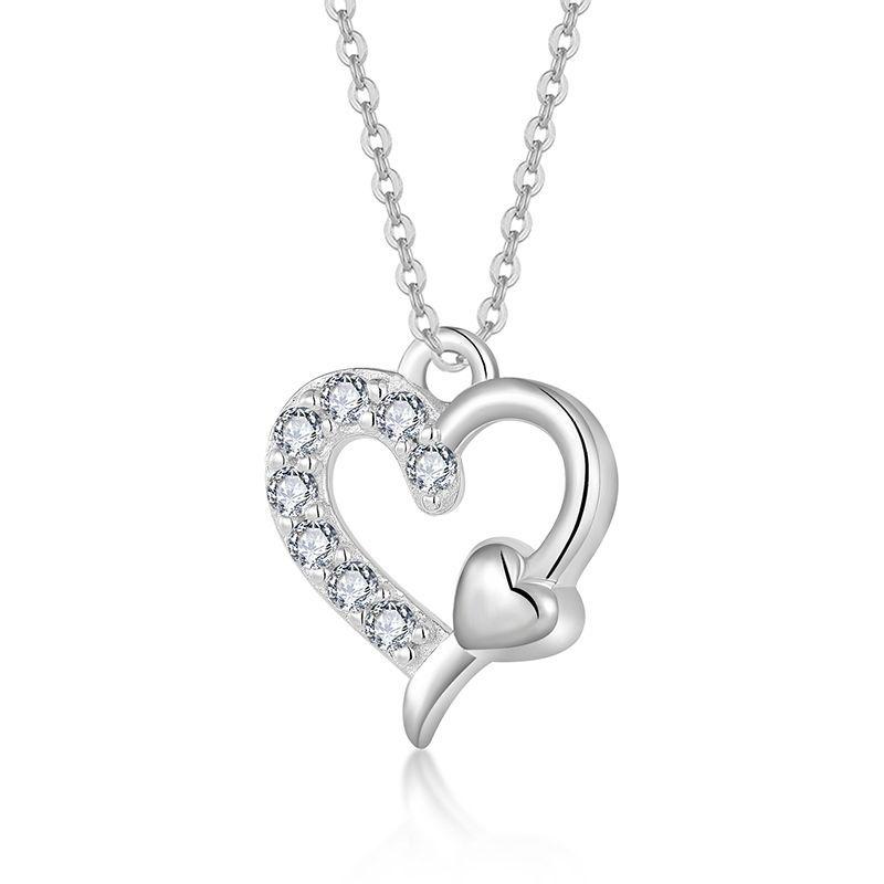 Серебряная подвеска-сердце S925 - Простое полое украшение на ключицу 925 Silver