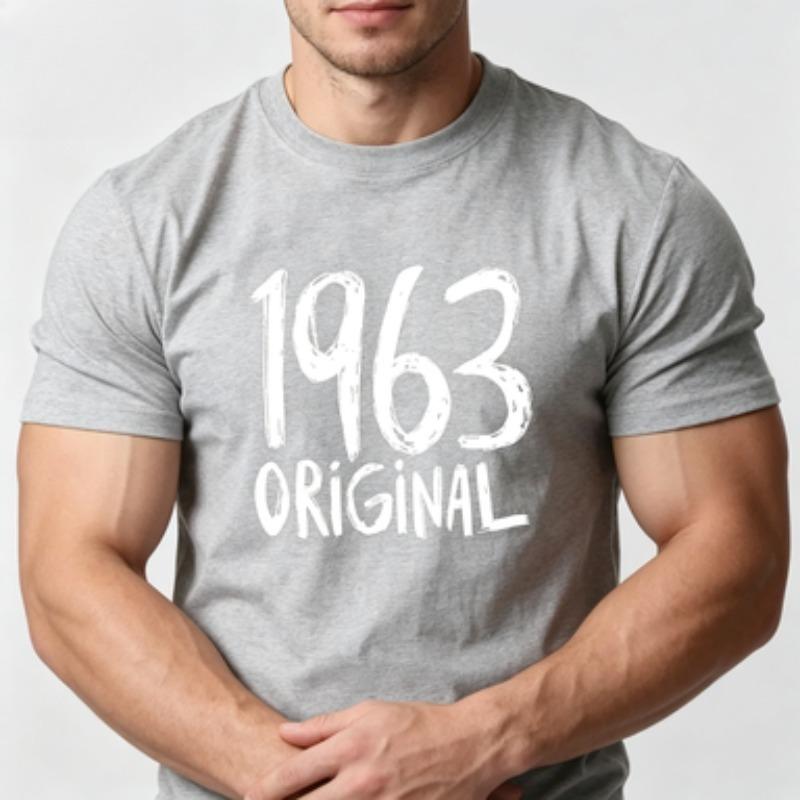 Maglietta Unisex 100% Cotone Vintage Compleanno 1963 Originale Grafica Stampa Lettere a Mano Grezze Girocollo Manica Corta Casual Magliette da Uomo