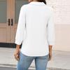 Women's Fashion Casual Lapel Short 3/4 Sleeve Color Shirt Women's Up Tops
