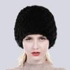 Women Winter Hand Knitted Genuine Mink Fur Hat Natural Warm Good Elasticity Fur Cap Russia Lady Quality Real Mink Fur Hats