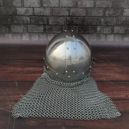 Steel Knight Helmet Chainmail Medieval Armor Wearable Cosplay LARP Reenactment Display Helmet