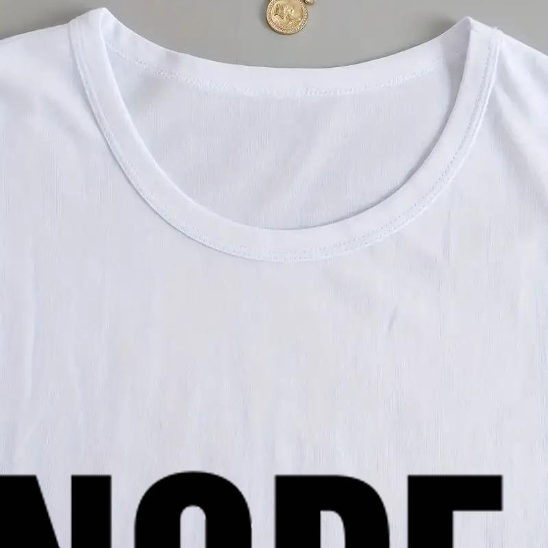 Funny Nope Not Today Letter Print T-shirts Women Summer Casual Short Sleeved T-shirts Round Neck Tops