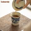 Handmade Ru Kiln Porcelain Tea Pitcher Blue and White Dragon Pattern Fair Cup Cha Hai Justice Cup Tea Services Craft Supplies