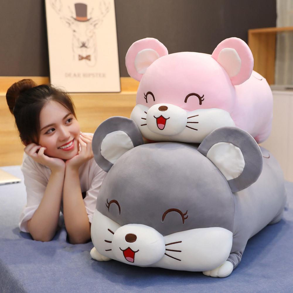 Cute Cartoon Pig Mouse Hamster Bed Pillow Girls Office Lunch Plush Gift Toy
