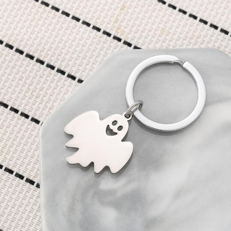 Cute Ghost Stainless Steel Keychain Cartoon Halloween Style Fashion Best Friend Pendant Practical Student Gift