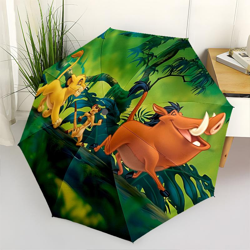 

1 Auto Open Simba, Timon Themed Colorful 8-rib Portable Umbrella for Men and Women, A Compact Commuting Companion Suitable for Daily Drinkin