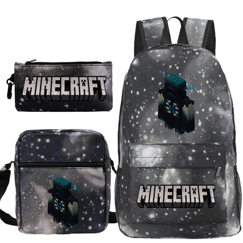 Game Minecraft Printed Children'S School Bag Oblique Span Bag Stationery Pencil Bag Student Backpack Set