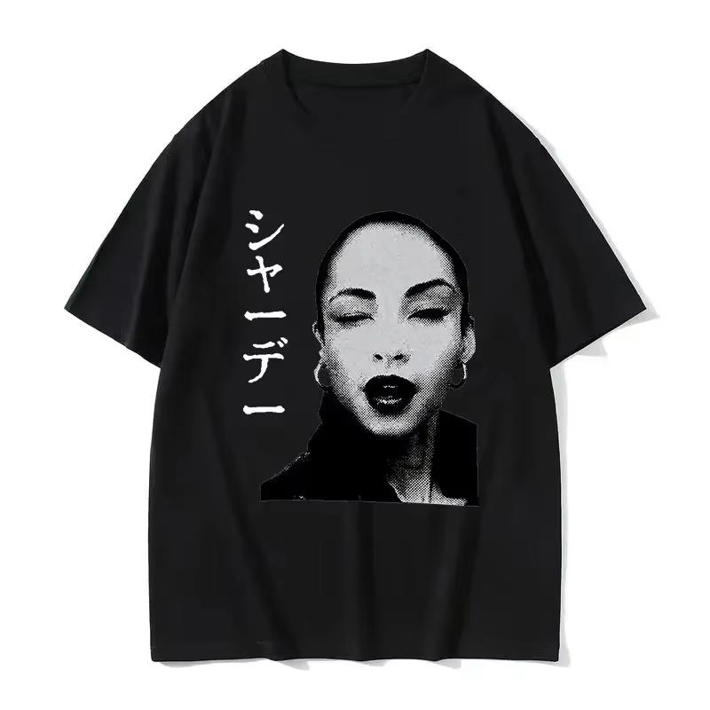 90s Singer SSade Print Graphic T Shirt Unisexs Clothing Womens 2026 Summer Hip Hop Vintage Cotton Tshirt Streetwear Y2K Tshirt