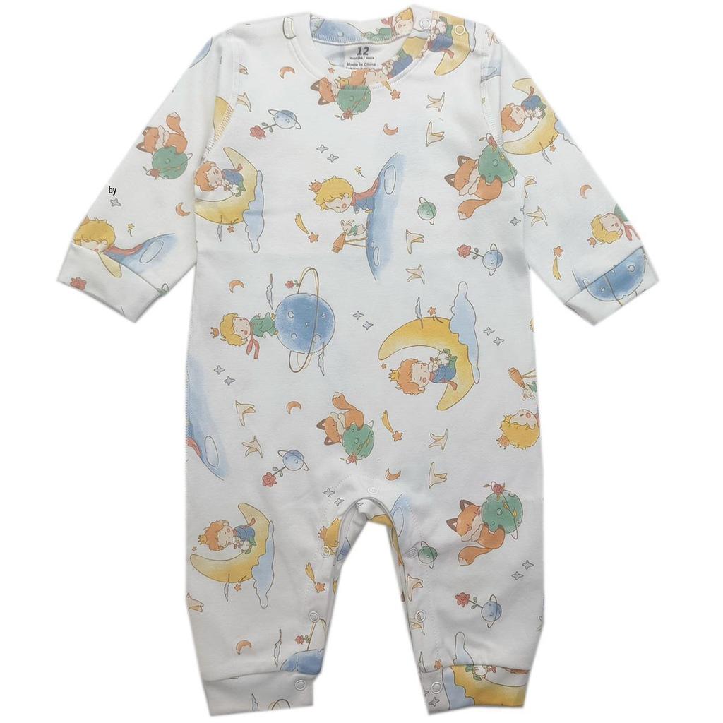 Unisex Long Sleeve Floral Romper for Babies - Snap Shoulder Bodysuit