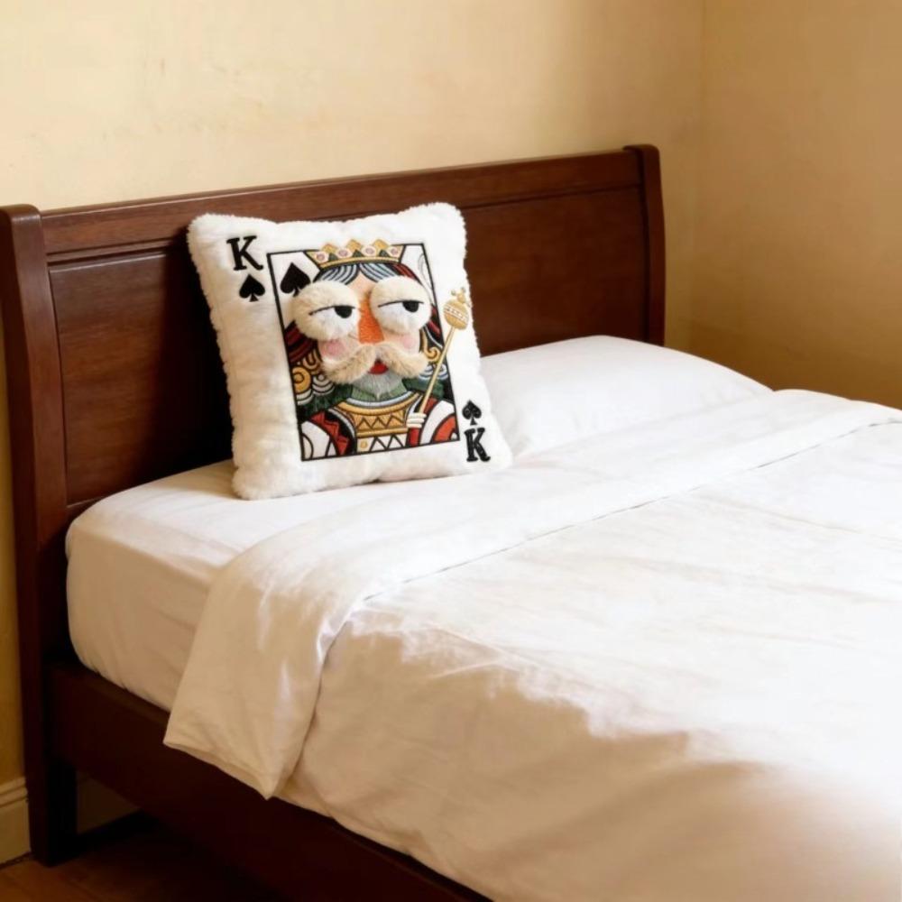 Creative Cartoon Embroidered Pillow Quirky Game Theme Big Eyes Pillow Soft Square Decorative Cushion Sofa Decor