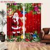 2D Christmas Winter Wonderland Backdrop Rustic Curtain with Xmas Tree, Santa Claus, Snow, and Moon Night Curtain Winter Holiday