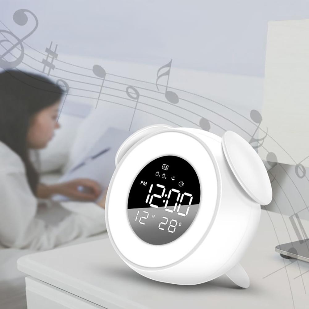 Music LED Alarm Clock Children Alarm Clock Night Light Sleep Sounds Machine Children Cartoon Bedside Lamp white #1