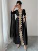 Elegant Retro V-Neck Gold Lace Embroidered Evening Gown