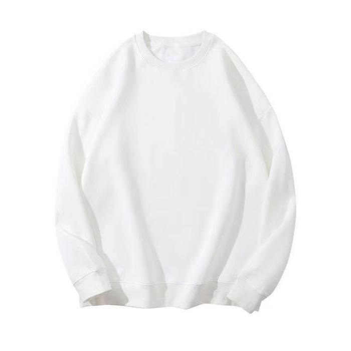 

Wholesale 190g fleece thickened autumn and winter light version crew neck sweater men s and women s solid color loose versatile coat S