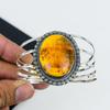 Natural Baltic Amber Gemstone Handmade 925 Sterling Silver Cuff Bangle, Baltic Amber Bangle,For Wife, Unisex Bangle, Gifts For Wadding