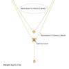 Gold Plated Double Layer Necklace with Heart Clover CZ Pendants, Dainty Adjustable Cable Chain for Women, Elegant Daily Jewelry