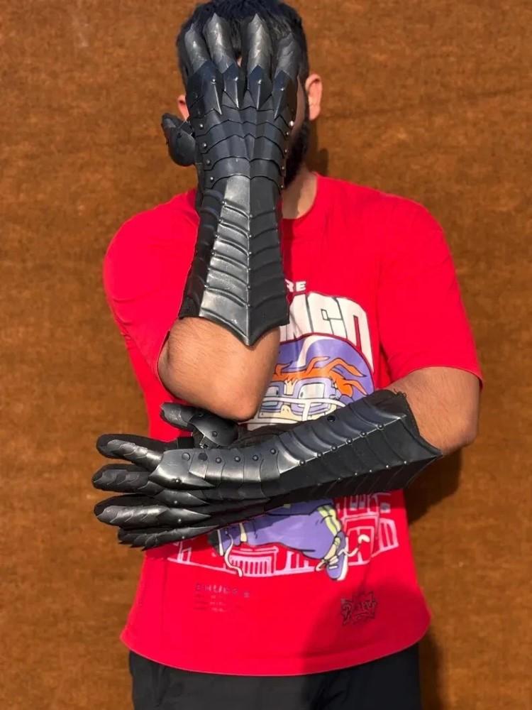 Medieval Silver Nazgul Gauntlets Unisex Steel Armor Gloves Crusader Costume