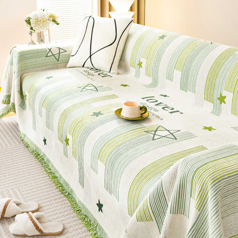 

Fringe Sofa Throw Machine Washable, Fits 1/2/3/4-Seater Corner Sofas, All-Season Pet-Friendly Living Room Decor Protective Cover Blanket Multi-Purpose 180 * 130Cm