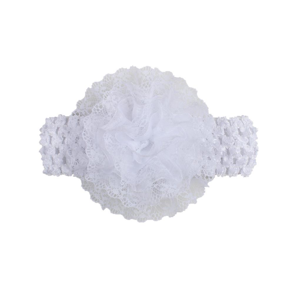 Chiffon Flower & Lace Elastic Baby Headband - 8 Colors
