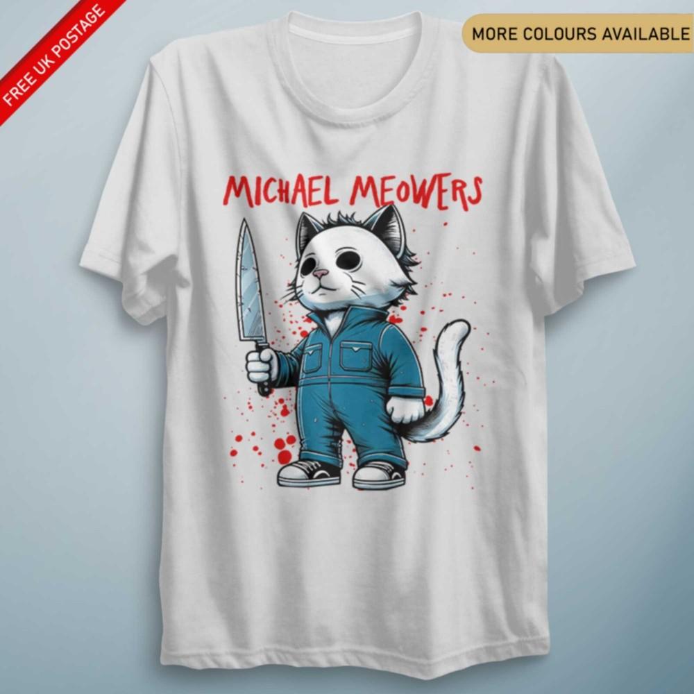 Michael Meowers Tee Halloween Horror Spooky Parody Halloween T Shirt Funny Cats