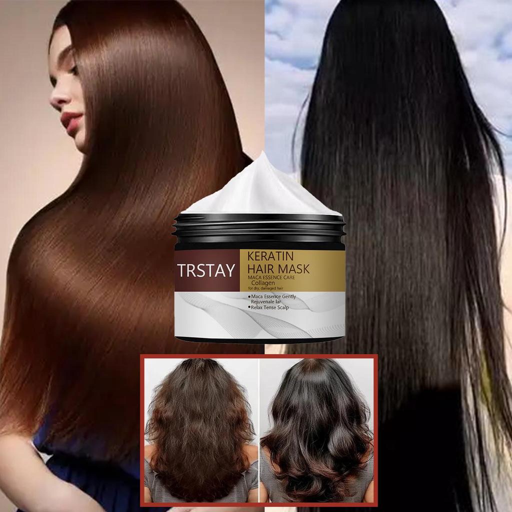 Keratin Hair Care Mask Magically Repairs Damage, Curls Hair Care, Glossy, Smooth, Straightened Professional Hair Care, Deep Moisturizing, And Smooth