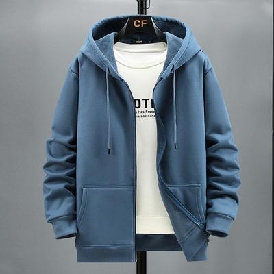 Plus Size Hoodie Men Autumn Winter Fleece Hoodies Solid Color Jacket Hoodies Big Size