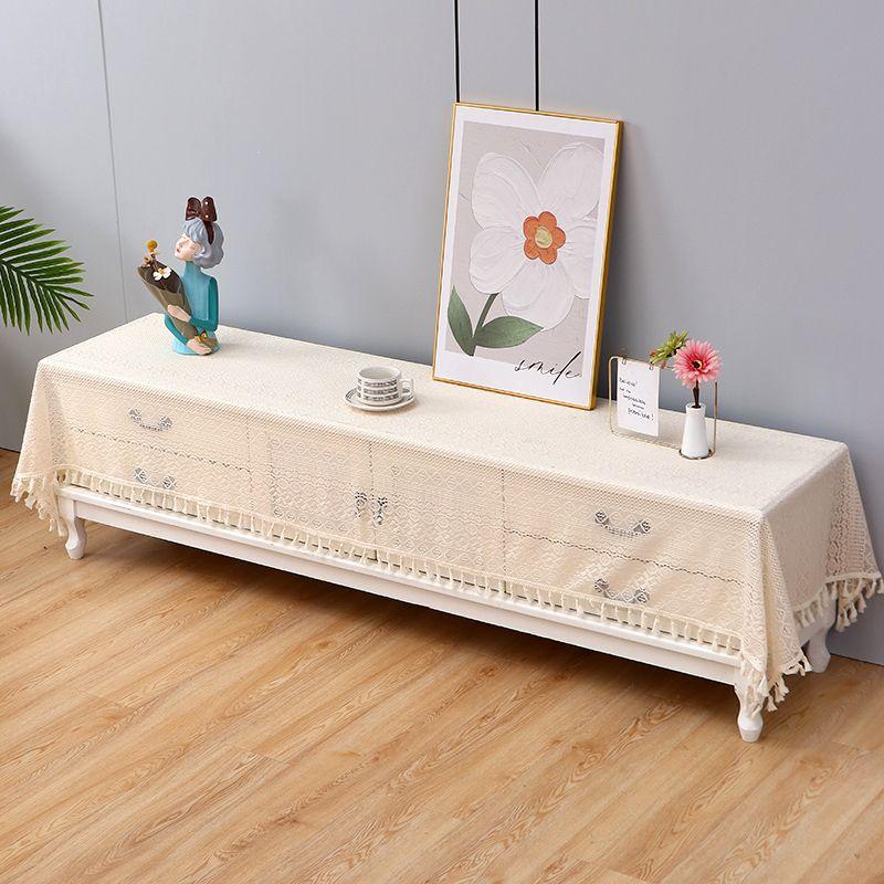 

Retro TV Cabinet Cover Accessible Luxury Fancy Rectangular Tablecloth Fabric Chest of Drawers Dust Towel Shoe Cabinet Dust Cover Bohemia-beige tassel 70*70cm tablecloth size