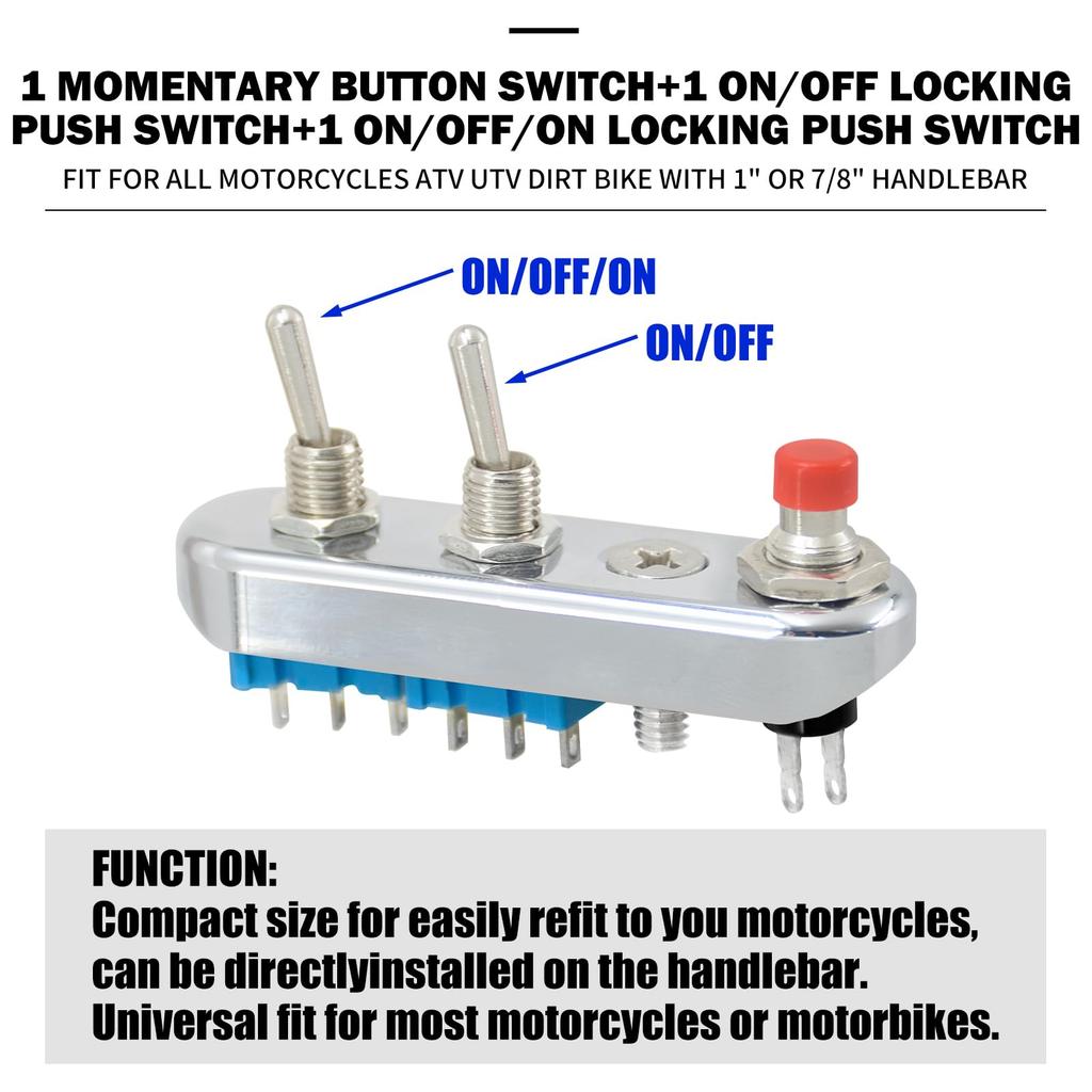 HDBUBALUS Motorcycle Switch, Universal Handle Switch, Horn Switch, Turn Signal, Headlight, On/Off, Button, Grip