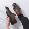 Men Dress Brogues Derbys Formal Business Brown Leather Shoes Black Tuxedo Wedding Shoes Plus Size